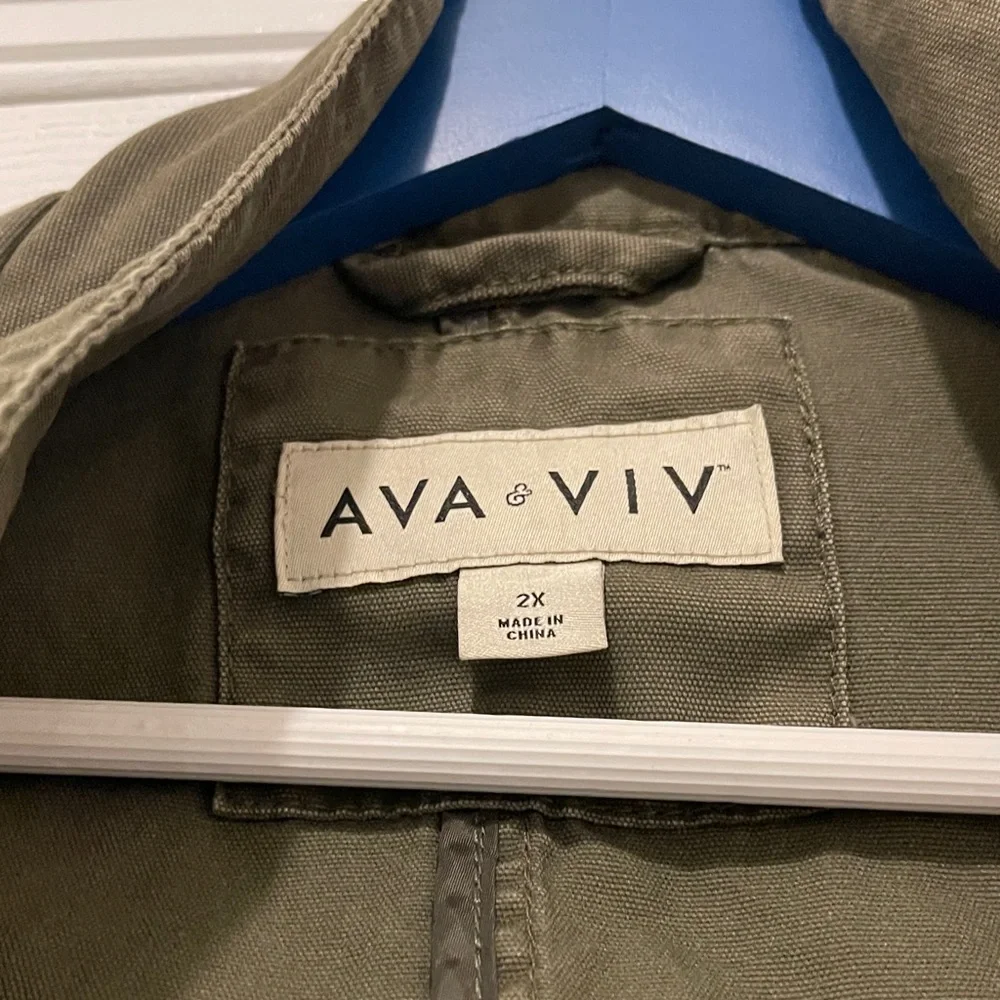 Ava & Viv Olive Hooded Utility Jacket - Picture 2 of 10